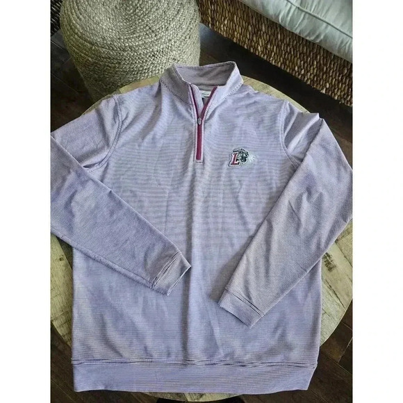 Lafeyette College Peter Milar Performance Perth Mini Stripe 1/4 Zip Size M - Picture 1 of 8